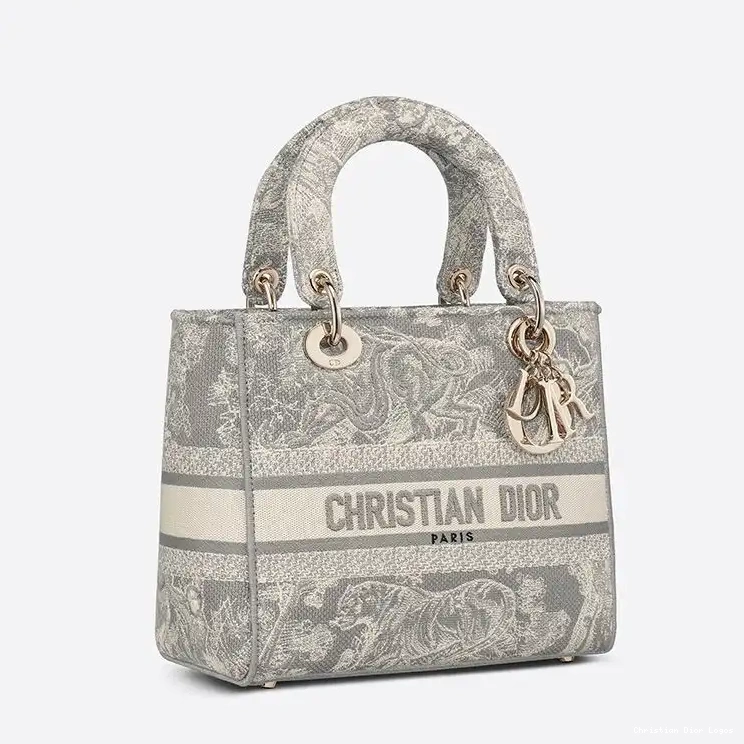 Cheap Bag Jouy Grey Motif Canvas Medium Lady D-lite de Toile 0412 Luxury